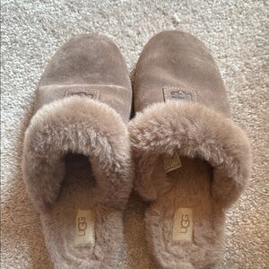 UGG Brown Suede Slippers with Plush Lining